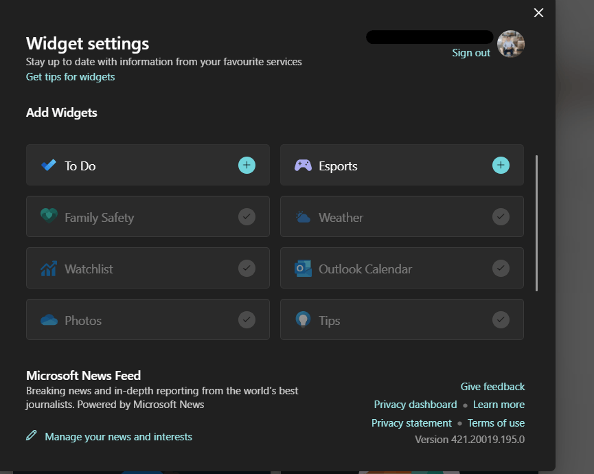 How do I get my Widgets to populate Windows 11 Home? 44d7f722-cc9c-40eb-82f9-aa3bd772eb55?upload=true.png