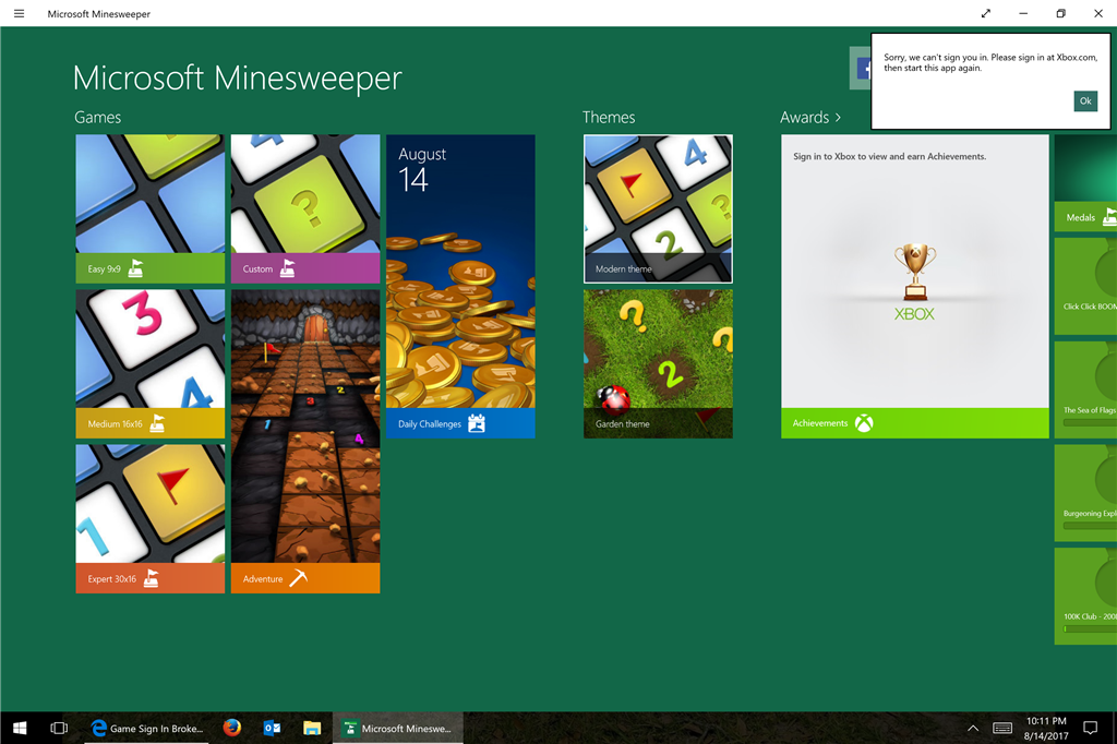 May seem trivial, but if I try to play microsoft games,  won't let me sign in.  Also,... 44de567b-ee18-484e-8d5a-93e6eb4bd42c.png