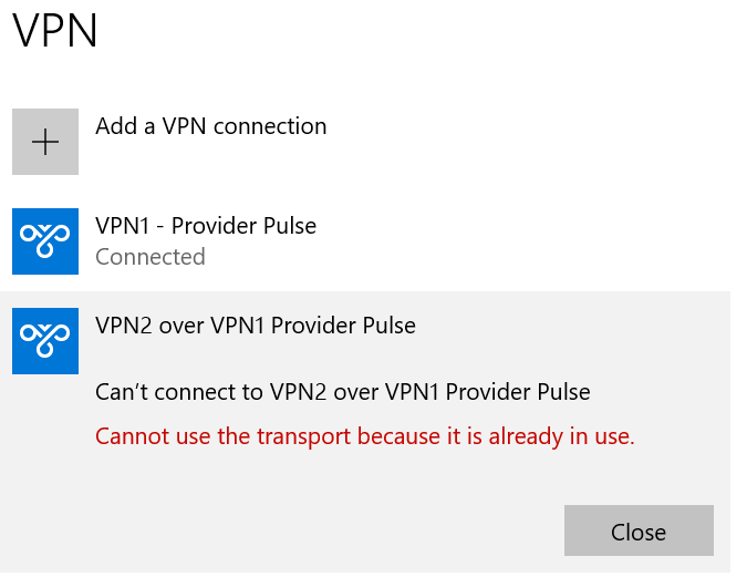Second VPN connection shows: Cannot use the transport because it is already in use 4601da7c-859c-43c2-be43-1cdb286f7ef4?upload=true.png