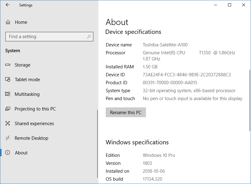 Toshiba Satellite A100 will not boot 32-bit Windows 10 version 1809 past the Windows logo 46ae3382-bb68-4f6b-a78d-6a76125456f6?upload=true.png