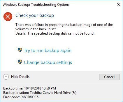 Backup failed - 0x807800C5 47074b9d-b894-4b75-8272-19878c8a131f?upload=true.jpg