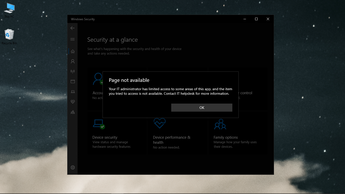 Cannot open virus and threat protection in Windows Security 470fa515-c1cf-4d1c-a127-d3defebaec1e?upload=true.png
