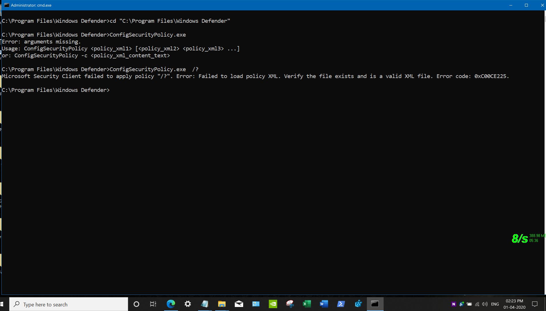 i received  error code: 0xC00CE225 when i entered configSecurityPolicy.exe in command with... 4855d5d5-a33f-4992-a815-0241ff4031ea?upload=true.jpg