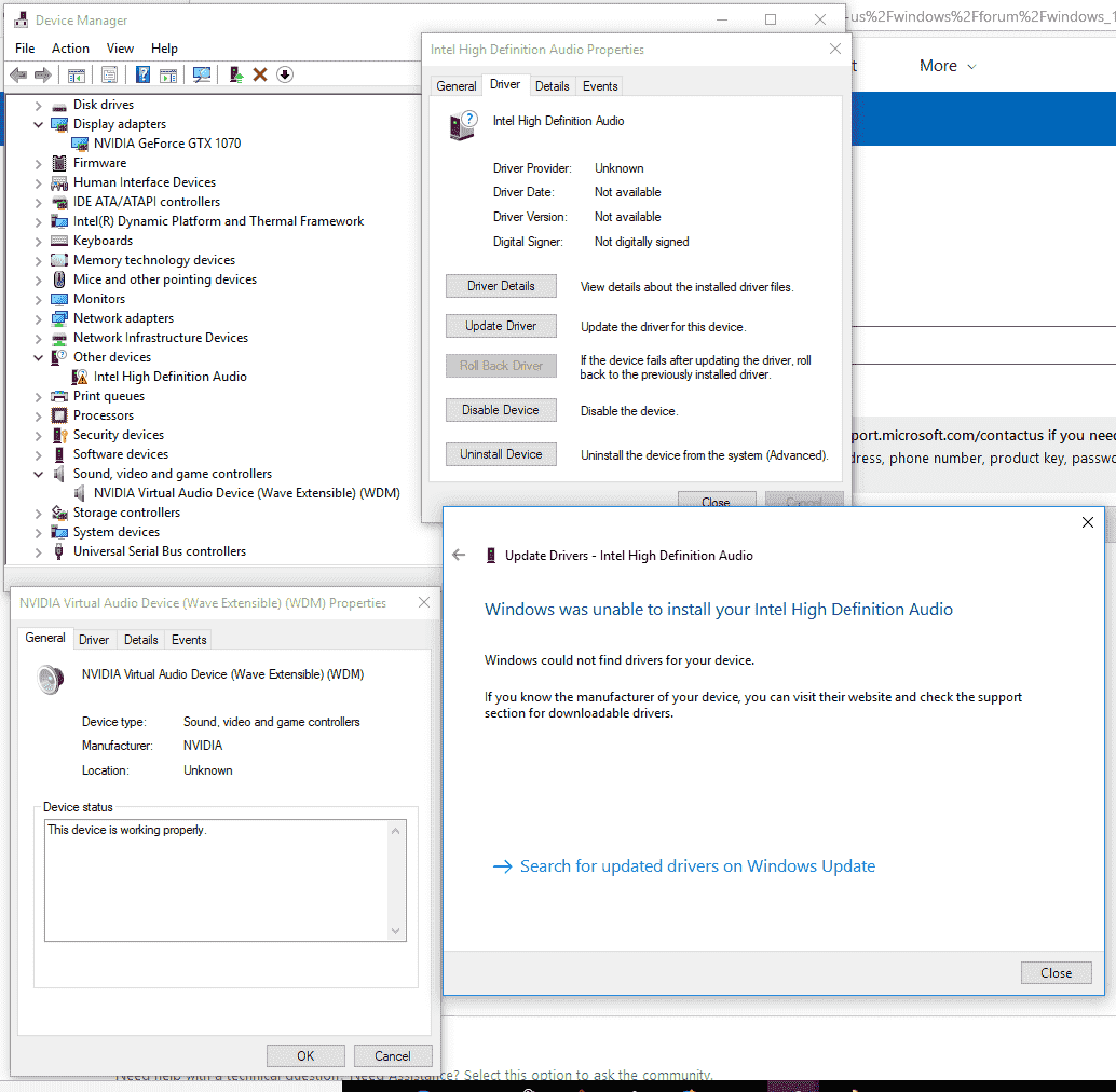 No audio output device is installed. Windows 10 laptop. 48a0168c-be0b-46d1-943b-eda91e9b0132?upload=true.png