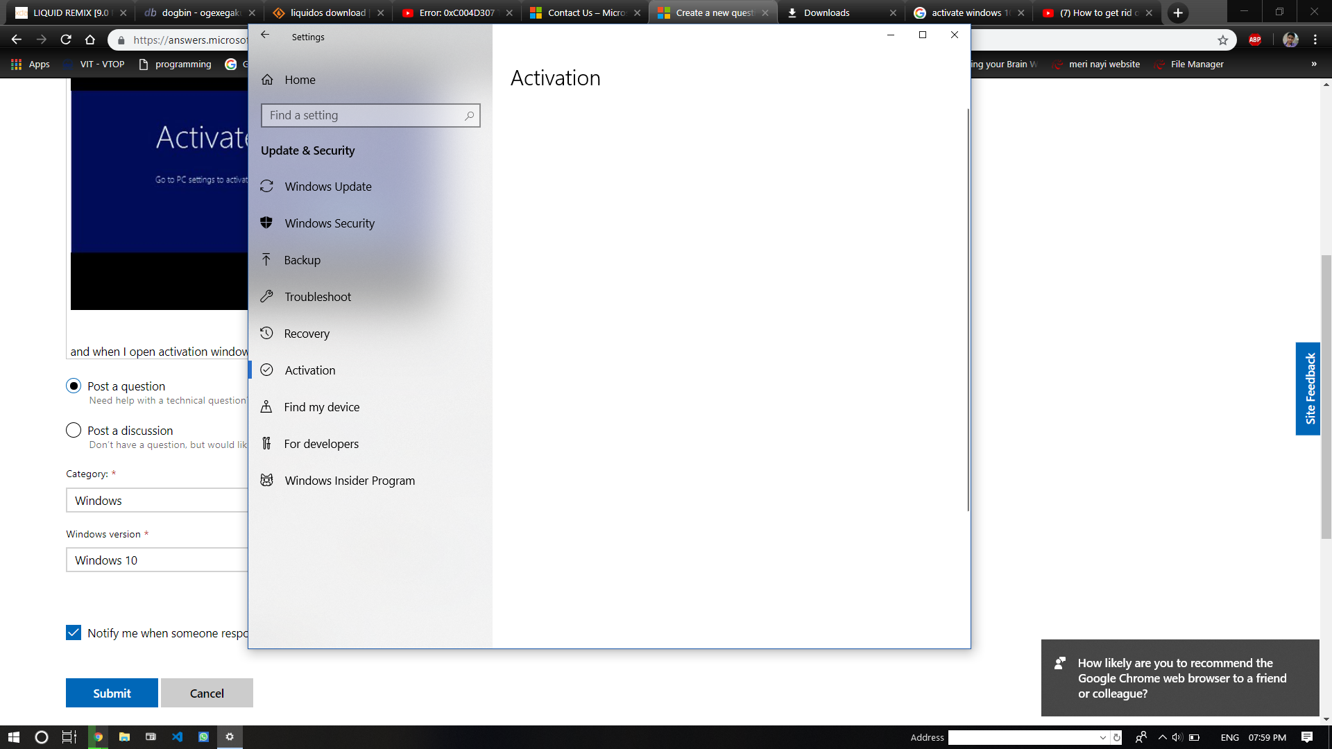 Activate Windows prompt error and Activation window white blank error. 48c9adb3-1cfc-4aa4-85f5-f0c30df9001e?upload=true.png