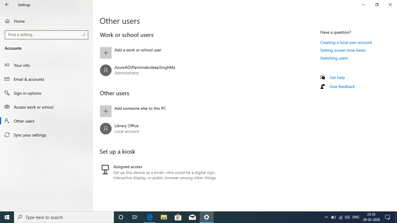 I want to use Microsoft Organization Account on windows 10 pro and also local account on... 48d8abad-99c5-4495-b635-123974f47a26?upload=true.png
