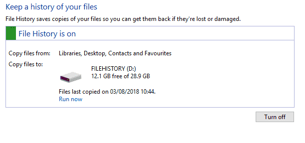 File History not working - Windows 10. 49e990fd-b050-4c4e-932a-fcab640ca564?upload=true.png
