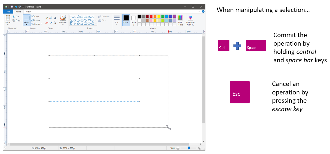 New Microsoft Paint Accessibility Features in Windows 10 version 1903 4_SelectionControls.png