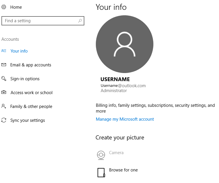 How do I change my administrative user information tied to my Microsoft account? 4a2a04d3-944f-474c-a4a9-af3f097e5e54.png
