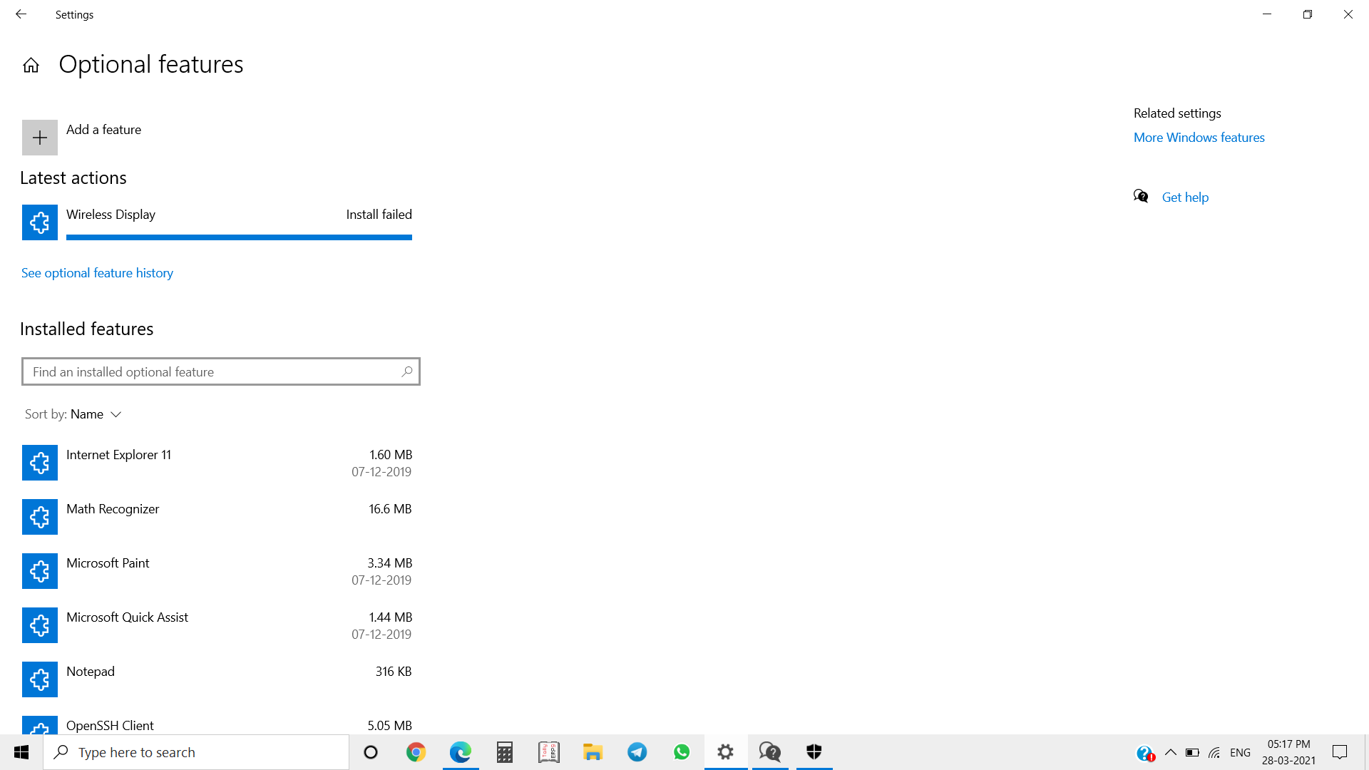 I am not able to install CONNECT Application from the Optional Feature and not even from... 4a346d4b-db4a-41fb-bdb6-d67eb67e494b?upload=true.png