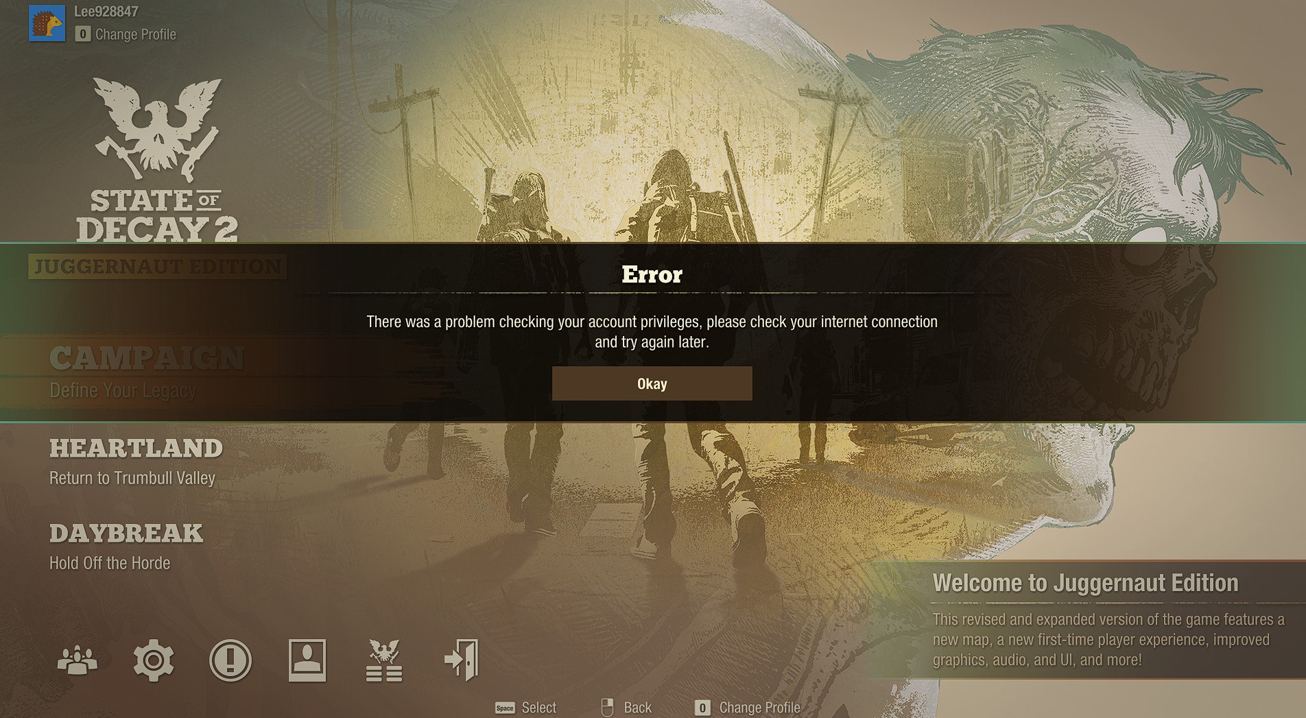 Error State of Decay 2: Juggernaut Edition - " There was a problem checking your account... 4d681d71-5392-465a-96d5-12ef8d48d35c?upload=true.jpg