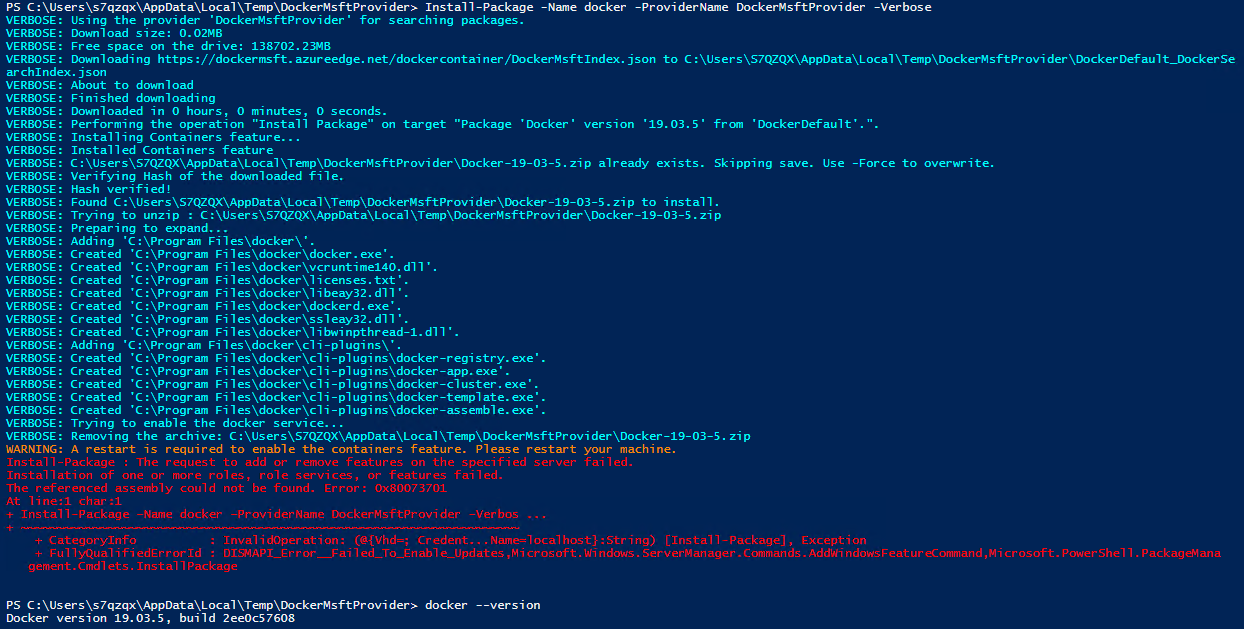 Error '0x80073701' while trying to install Containers Windows feature 4d9ebe6d-0c07-420d-bddd-0ca9a64dc7cd?upload=true.png