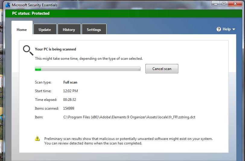 Security Essentials Preliminary Scan Results show potential problem...then, Nothing 4e0a78ed-862c-4788-9da5-4ef0a98bb77a?upload=true.jpg