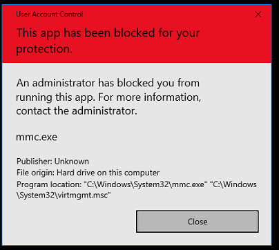 MMC. is blocked. this app has been blocked for your protection. an administrator has... 4e385ebf-fc58-4fb7-a440-434fd7ce3974?upload=true.png