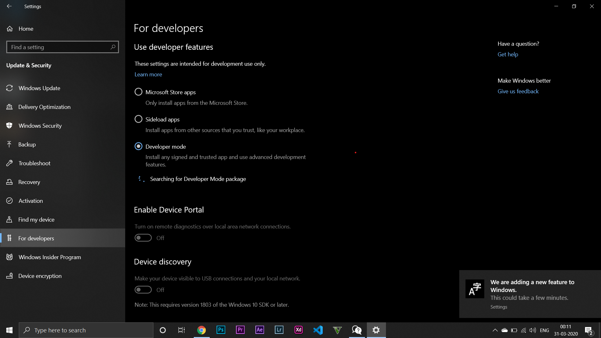 Can't Enable/Disable Developer Mode in Windows 10 4f9b290d-3178-4496-9e1d-b05e638f62d7?upload=true.png