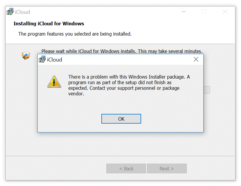 I cannot install iCloud for Windows using my MS Admin user account.  Yet when I grant admin... 5007407d-a47d-4b94-bd1d-955ab761dc73?upload=true.gif
