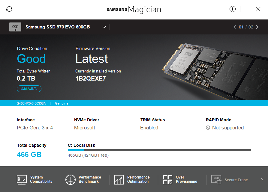 windows 10 upgrade limits display resolution on Dell precision 5510 500_GB_SSD_Samsung_Magician_Information.png