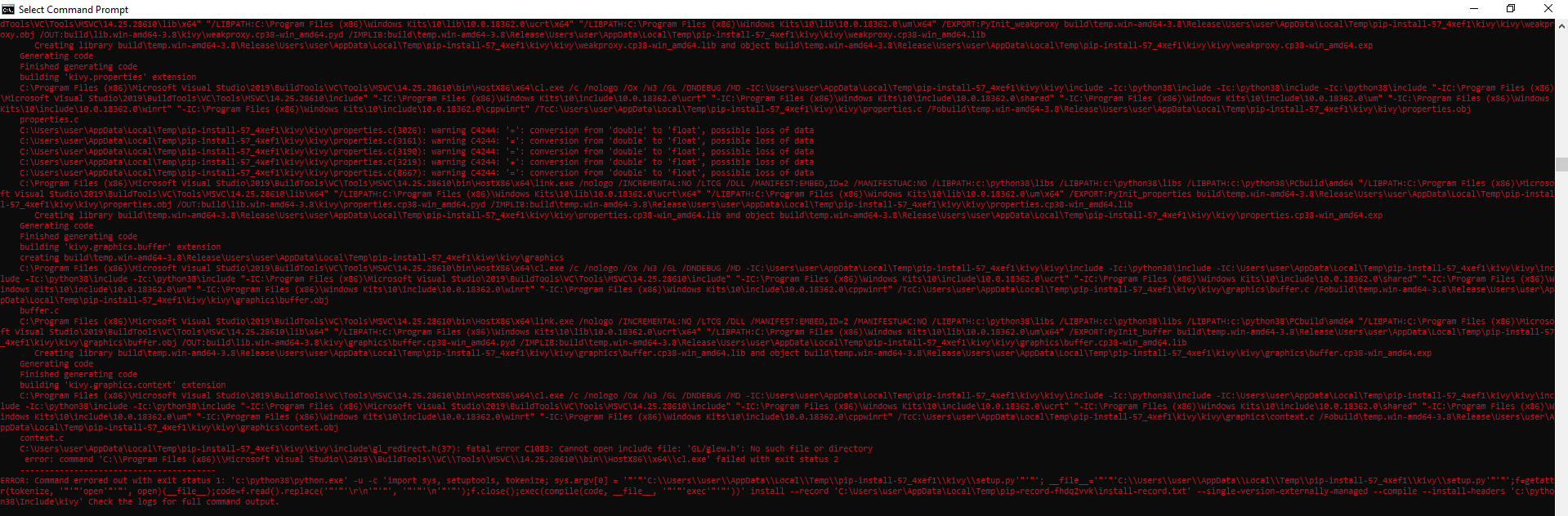 error while installing kivy version 1.10.1 501708da-b141-47cc-8f68-1a663ac3653d?upload=true.png