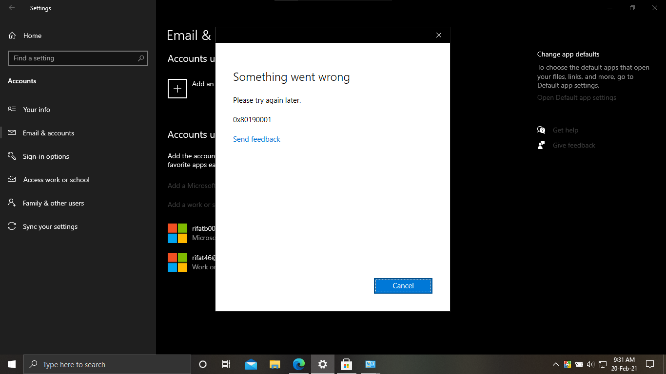 All browsers are working fine But windows store, cortana, sign in module in settings are... 505ee5ae-1591-4aab-9cb6-b44220f290b9?upload=true.png