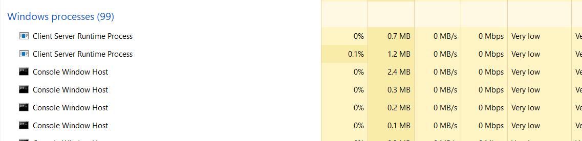 too many background process running in my laptop in the task manager. So, my PC is running slow 50a77156-ae96-44fc-bc08-abffcfa98602?upload=true.png