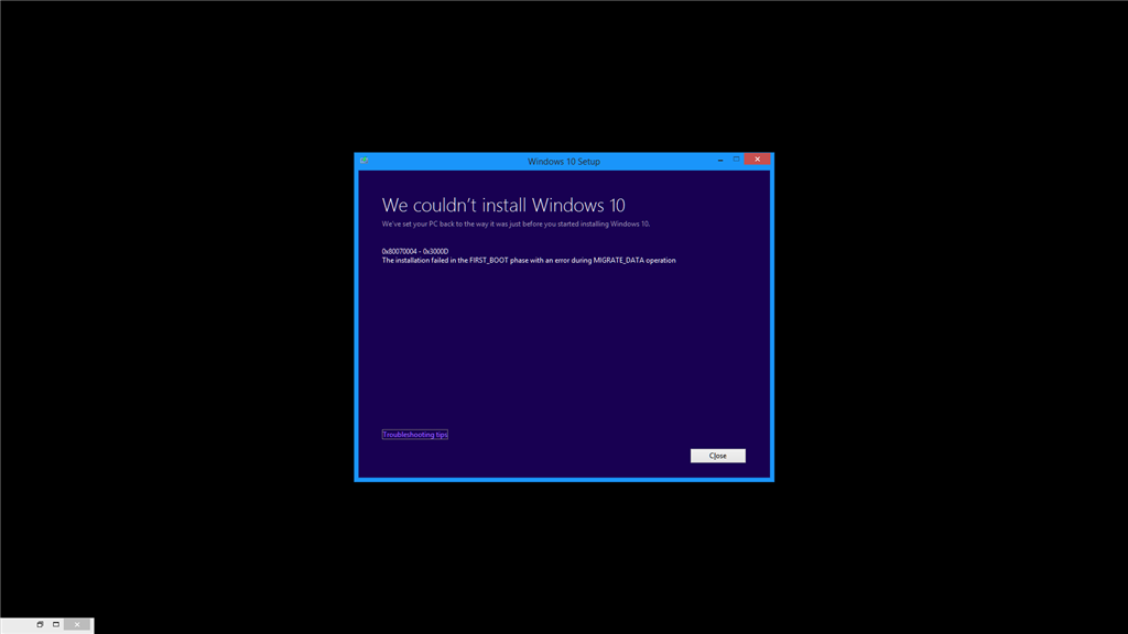Fix 0x80070004 – 0x3000D, The installation failed with an error during MIGRATE_DATA operation 5156a853-0469-44d8-963b-d9fa27f56c3f.png
