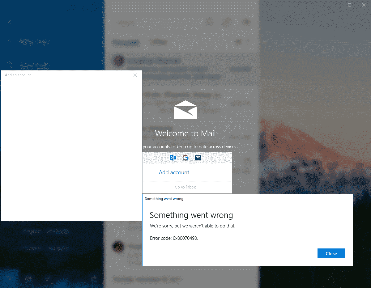 Error code: 0x80070490 in Mail app whenever I try to add an account 51cd94c8-ea11-48b4-86be-85c66d7299c6?upload=true.png