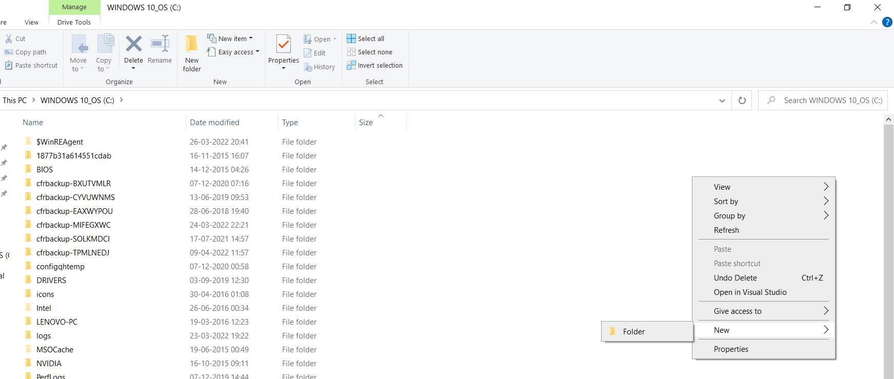 The create folder item in the context menu is missing 521f09f7-6202-4cfa-9dd1-88b4da533ef7?upload=true.png