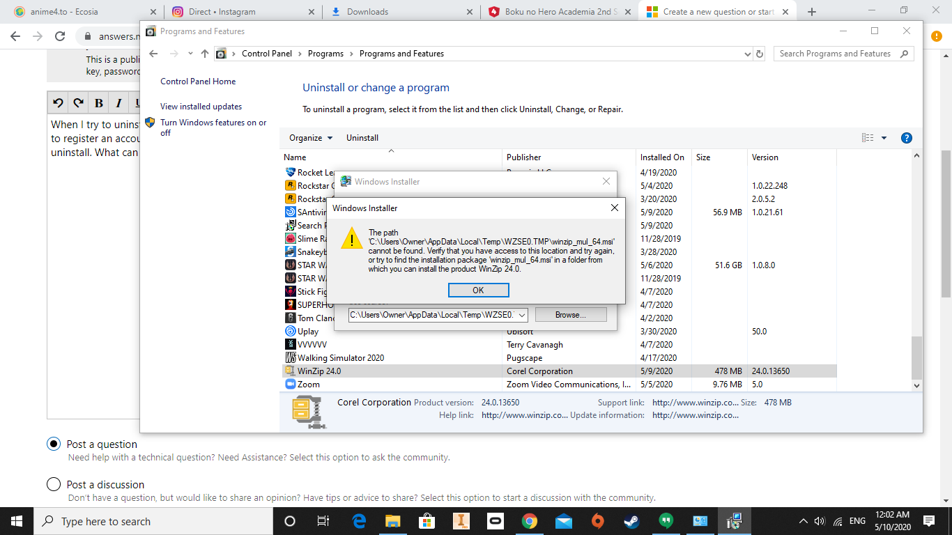 Uninstalling an app call WinZip 530061f4-116b-4855-8a4a-9f8ae4298f0c?upload=true.png