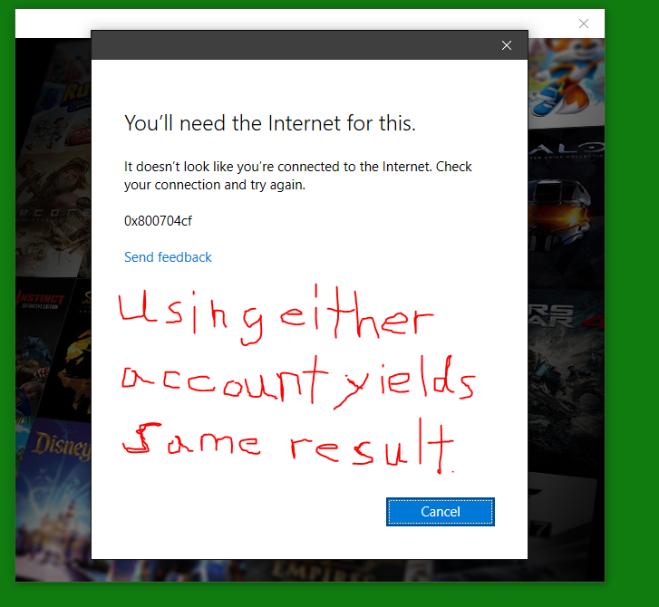 Microsoft Account Problems including Error 0x800704cf "You'll need internet for this". 5328b19d-dc8d-491e-96f0-2eaac5502b50?upload=true.png