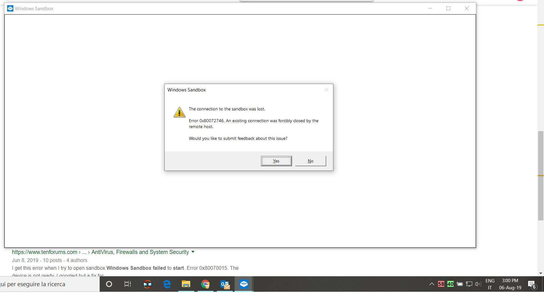 Error: 0x80072746. Windows Sandbox fails to restart to complete the installation of an... 5342ad19-869d-42c2-b2a5-f9f344dd2b7c?upload=true.png