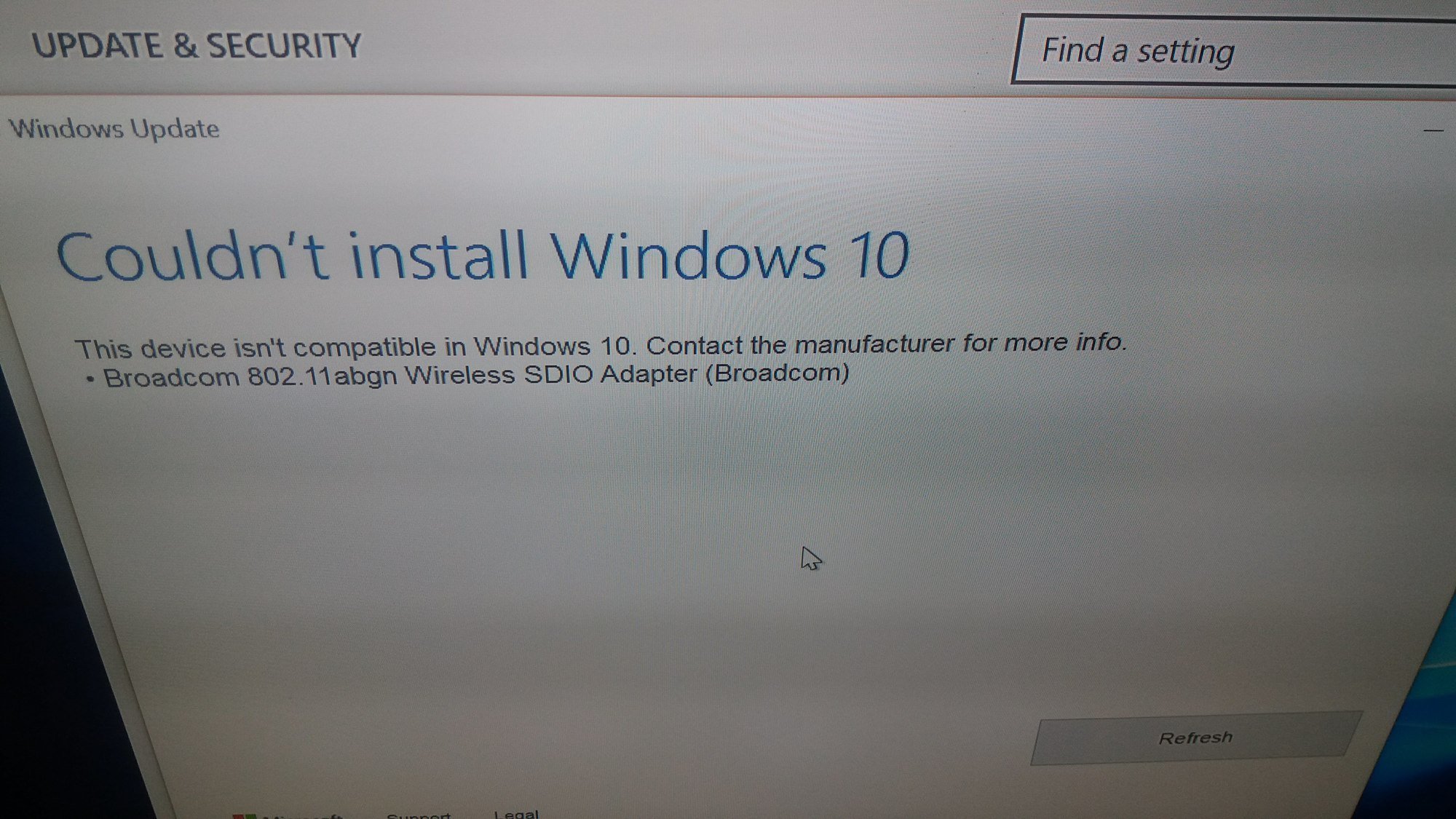 win 10 - 1803 update - wireless sdio driver not compatible  - error - cant update. 53953295-b522-452b-9013-e93d3677c2e7?upload=true.jpg