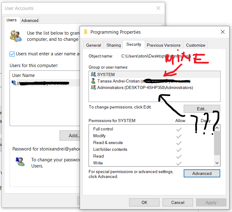 Reinstalled windows, i do not have permission on my own machine. 5473534e-6a8e-44a2-b2fb-39865c2e1bea?upload=true.png