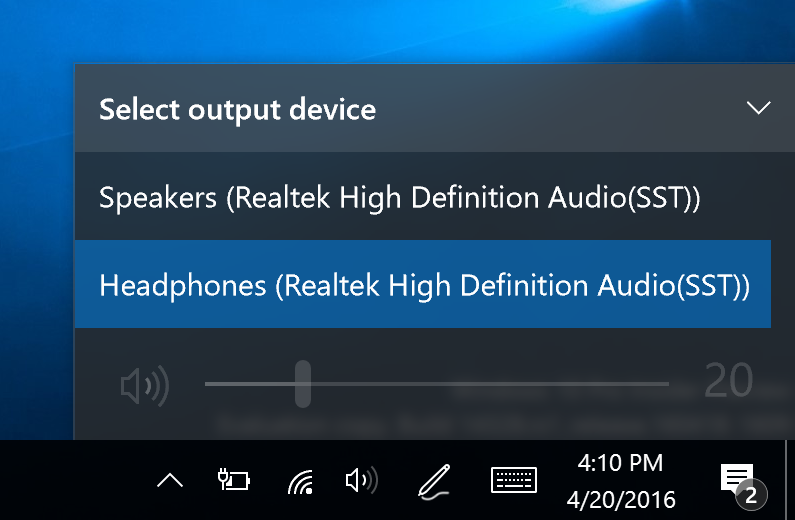 Option to quickly change audio output device is missing 5588c90e-9444-4b16-b96f-454a62147f39?upload=true.png