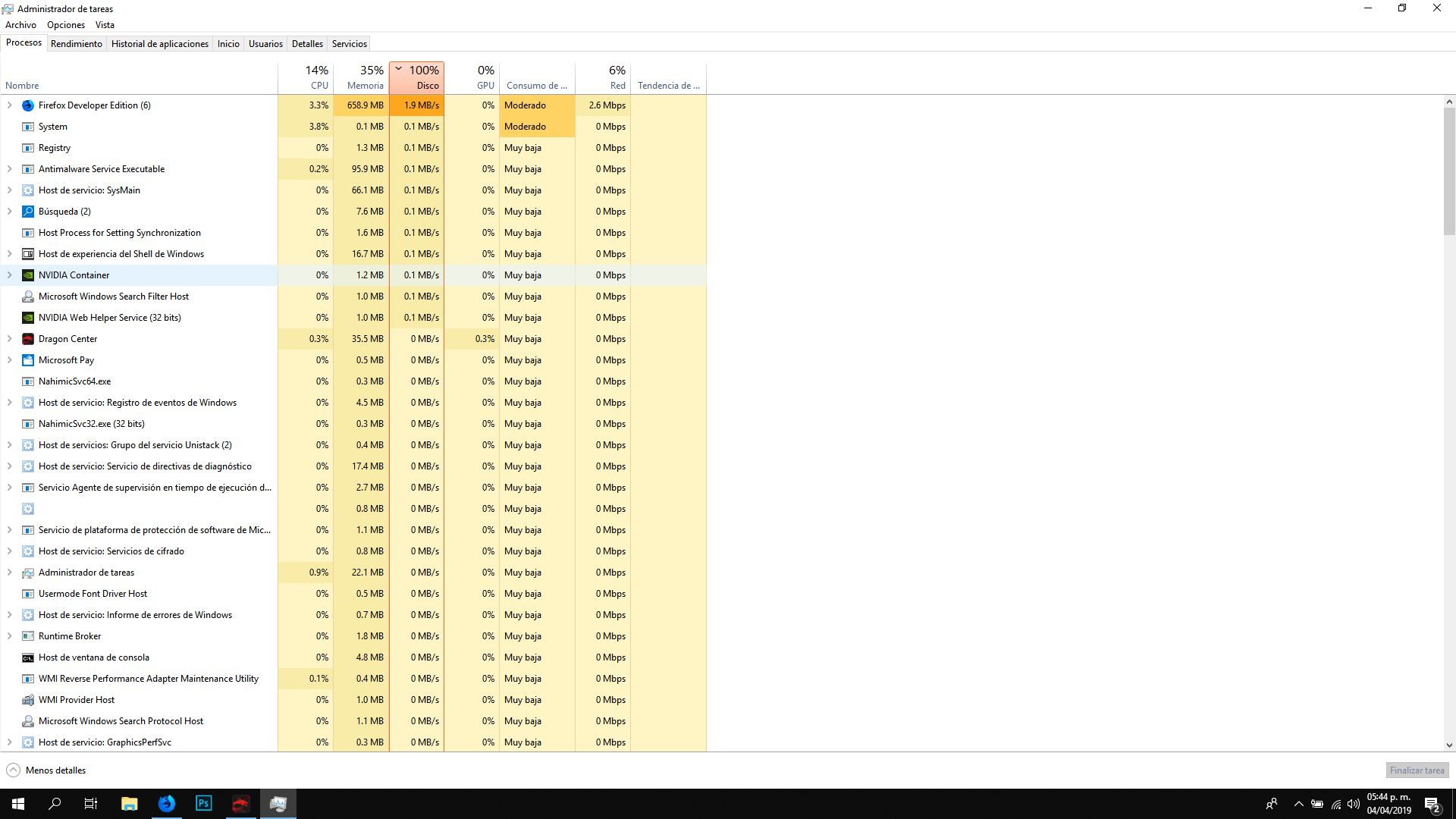 In windows 10 the hard drive are always in 100% use! 55bf6d4e-5fdc-4b9c-a12d-fde8f309173a?upload=true.png