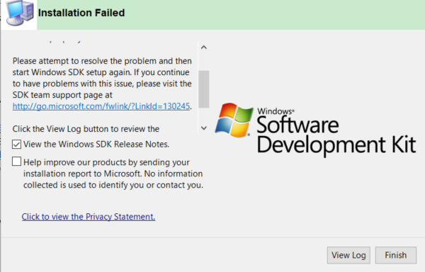 Windows SDK installation failed 56f6217f-d1be-45d1-a753-35931bf7c2b6?upload=true.png