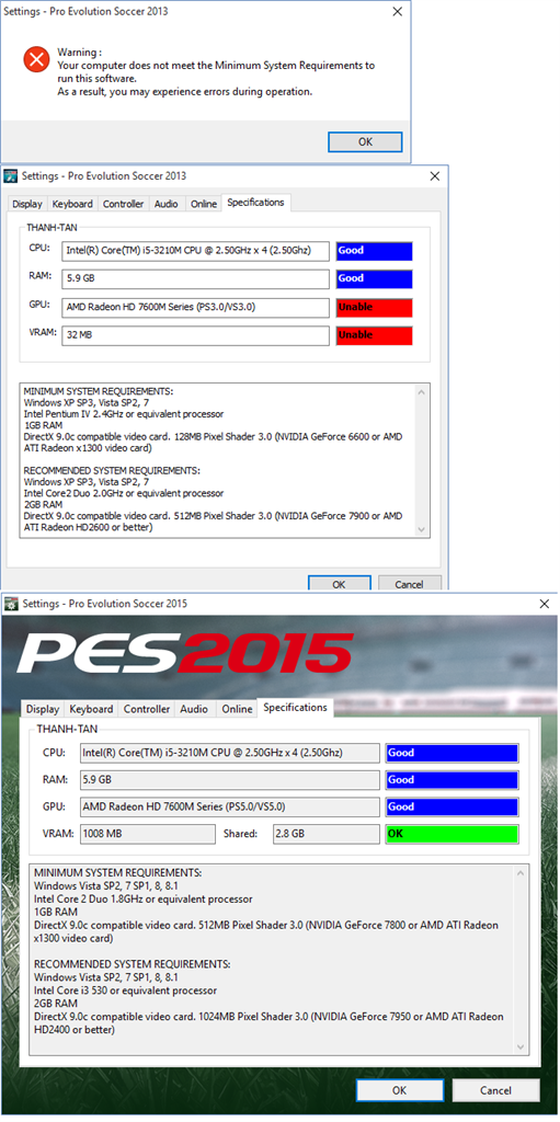 I installed pes football on my laptop and in the pes settings the above in the image states... 57b67c96-8c3e-4a8b-a50a-65e0a5644f00.png