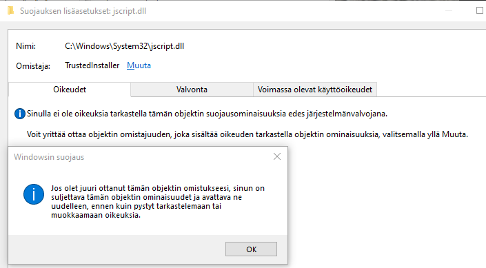 Howto Restore the ownership of jscript.dll to the TrustedInstaller? 57ca1400-0c6a-4556-93e6-9b19828e894e?upload=true.png