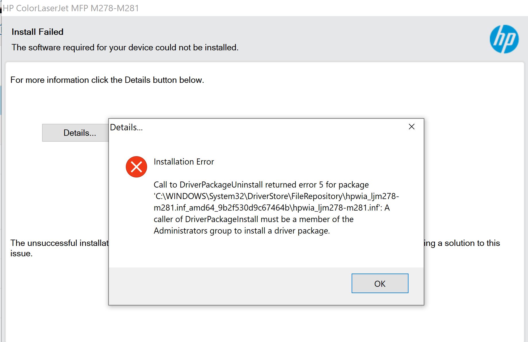 With new Win10 updates and HP driver updates printer wouldn't connect and new driver won't load 57f08eca-1243-468d-95ed-a8c71dbc8d48?upload=true.jpg