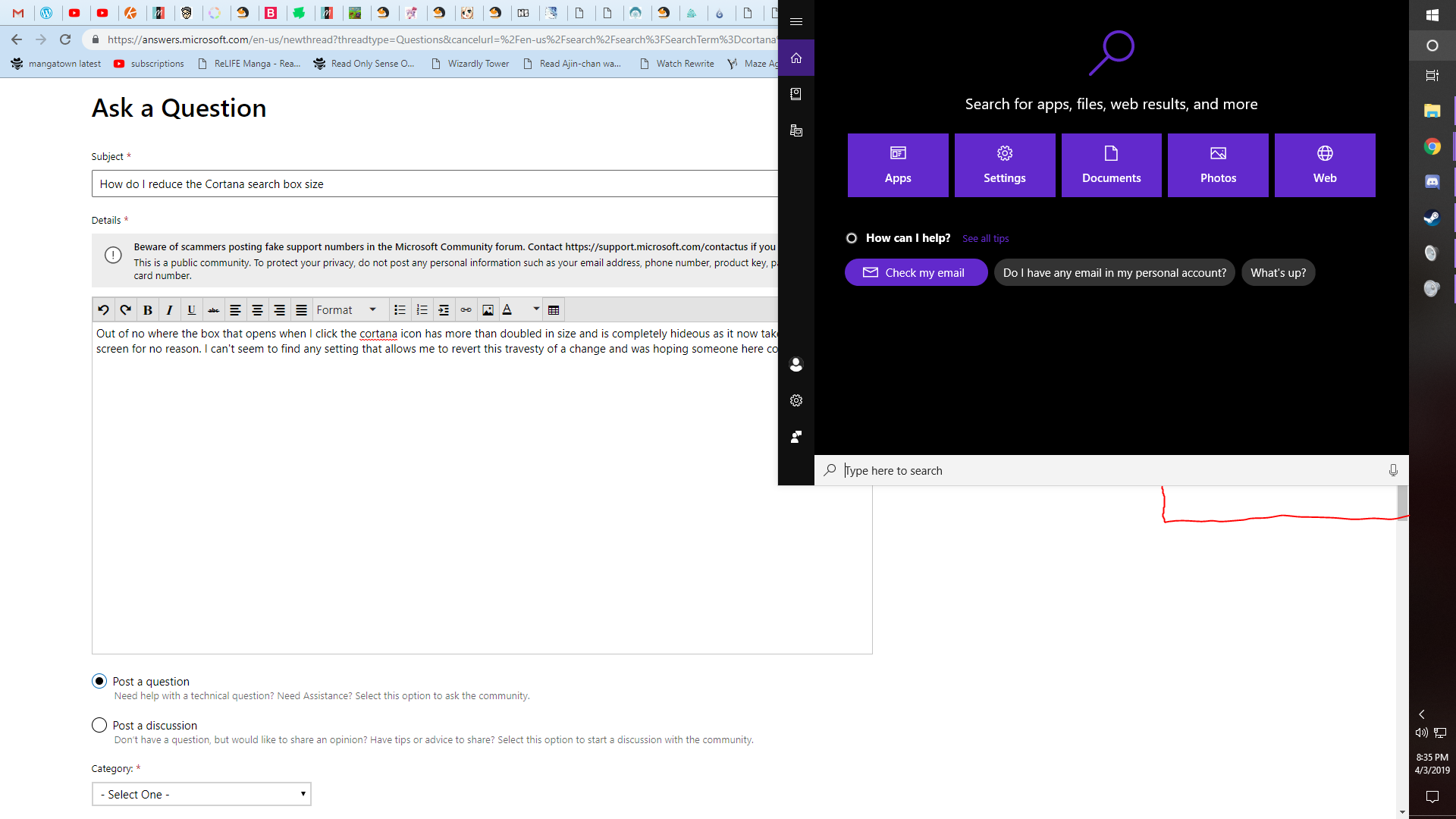 How do I reduce the Cortana search box size 5837d9fd-6cde-4fe5-96da-2fd926967f41?upload=true.png