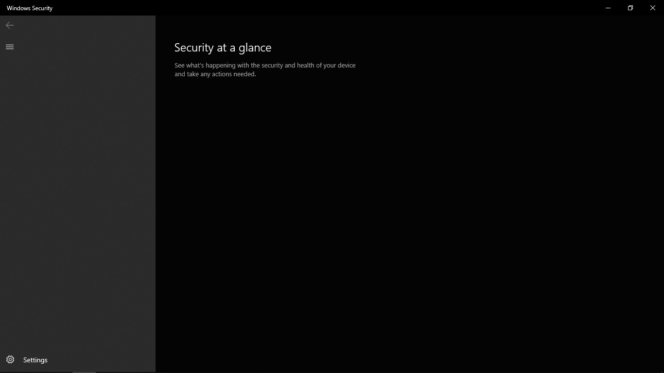 A blank screen on the windows defender settings. 58d63d02-3b84-4982-99df-87f7c0144938?upload=true.jpg