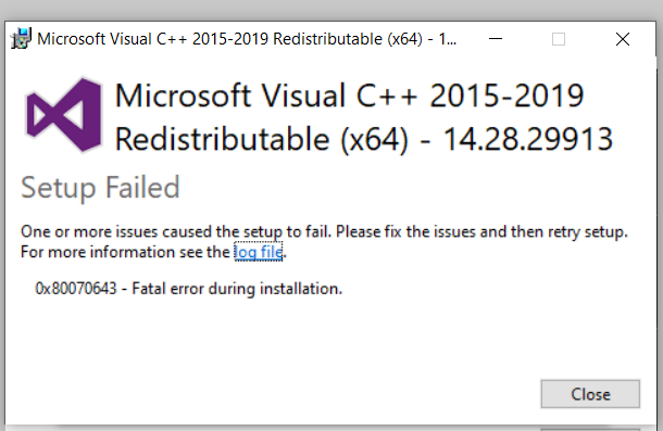 Problems installing Microsoft Visual C++ 2015-2019 Redistributable X64 590d3532-3317-4f3d-8bea-3f4a2d705abc?upload=true.png