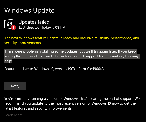Can not update to version 1903 of Windows 10. Error 0xc190012e. Windows 10 Home 59592fb6-13aa-4260-9766-6c6325ed032d?upload=true.png