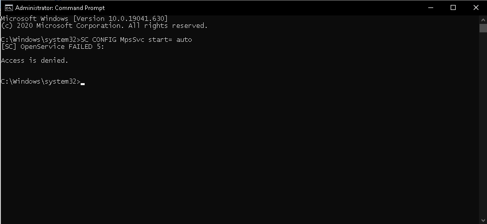 The mpssvc service is in the disabled startup type and I can't change it 5975a244-f696-480d-8d5e-50f056916e41?upload=true.png