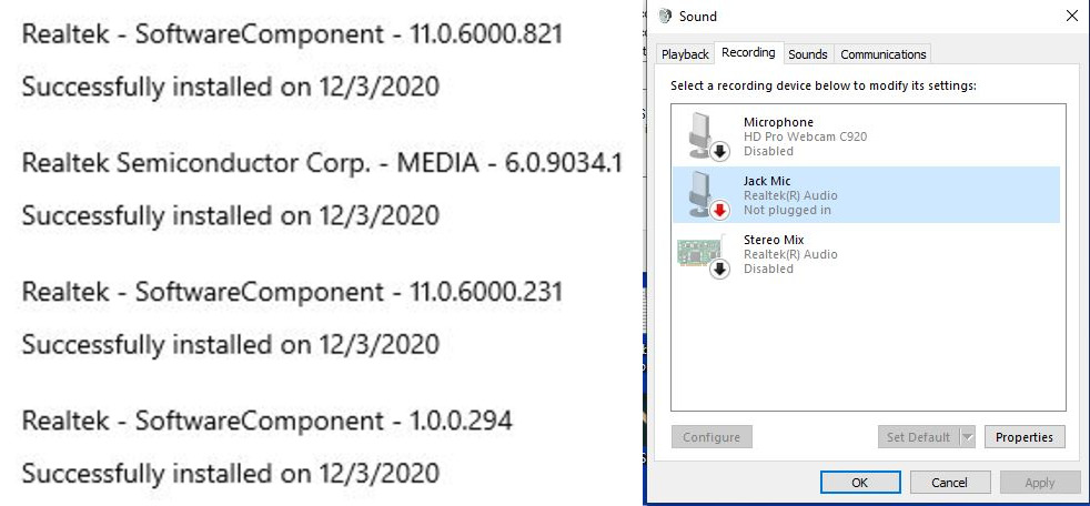 Jack mic says not plugged in after I do a realtek update 59c4508d-b1c8-481a-8e9c-06fd5e40a443?upload=true.jpg