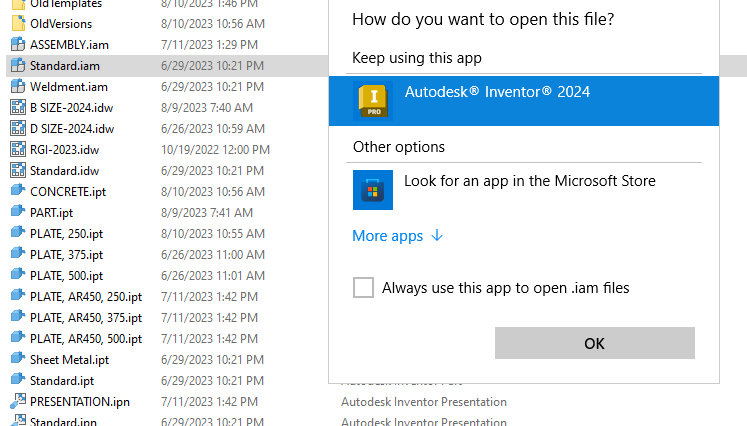 Issue with Inventor 2024 referring to template files as OLE2 compound document storage 5a565b4f-ddda-4b04-9f93-e8e30df41dff?upload=true.png