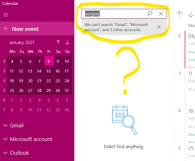 Trying to Search for a diary entry but get  'we can't search "Gmail, Microsoft account, and... 5c5ecfc1-4b8a-4e09-817e-7f967204e9ed?upload=true.png