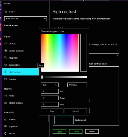 Windows 10 1903 High Contrast Black With Modified Background Color Breaks In Some Apps 5e1ae52b-4eec-4cc1-9d40-2001679d74ec?upload=true.jpg
