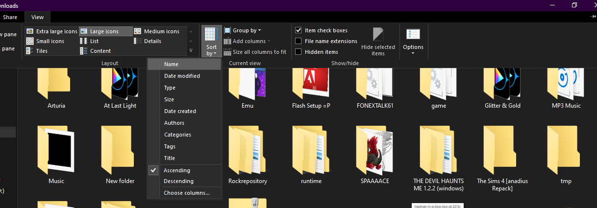 File Explorer Downloads Folder Won't Keep Sorting Layout. 5e6190ae-cc51-40dd-87b7-2a97119143e9?upload=true.png