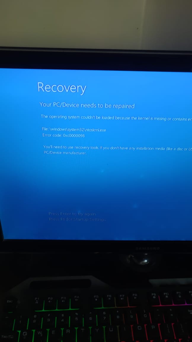 Multiple Error 0x8007025d, 0cx0000098, Process1 initialisation failed. 5ee921c3-c648-483f-95fb-114bb977f2bb?upload=true.jpg